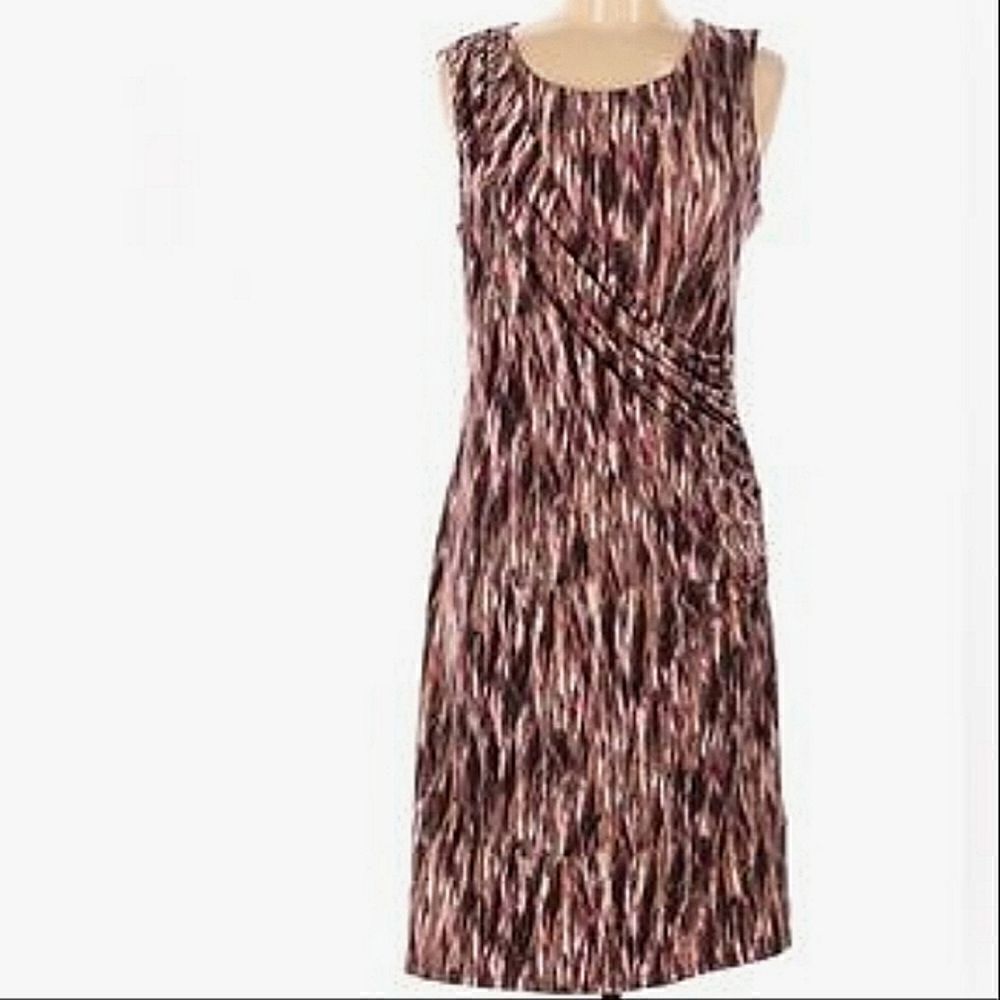 Dana Buchman Drape Fall Color Midi Dress Xs